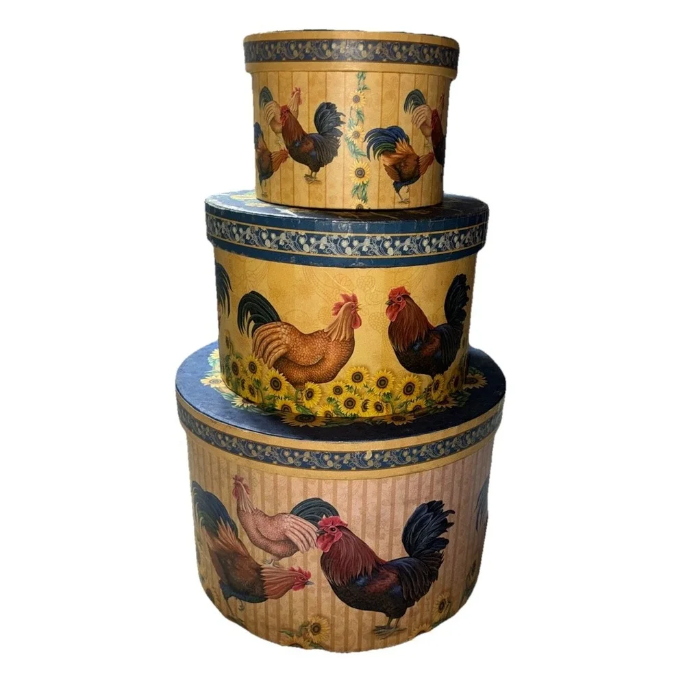 Sunrise Keepsake Box Set Gift Storage Hen Rooster Nesting Rustic Farmhouse (3)
